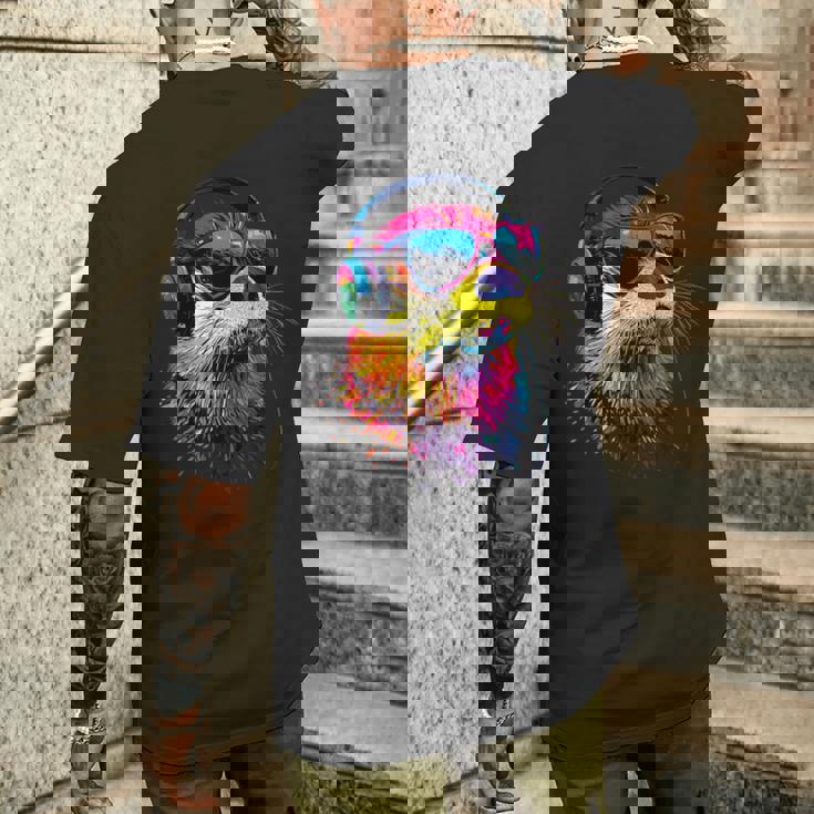 サングラスをかけたラッコ ラッコ大好き テンテン かわいい カワウソ メンズTシャツ バックプリント 彼への贈り物