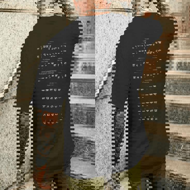 サンスクリット文字 キャラクター シンボル サンスクリットアルファベット メンズTシャツ バックプリント 彼への贈り物