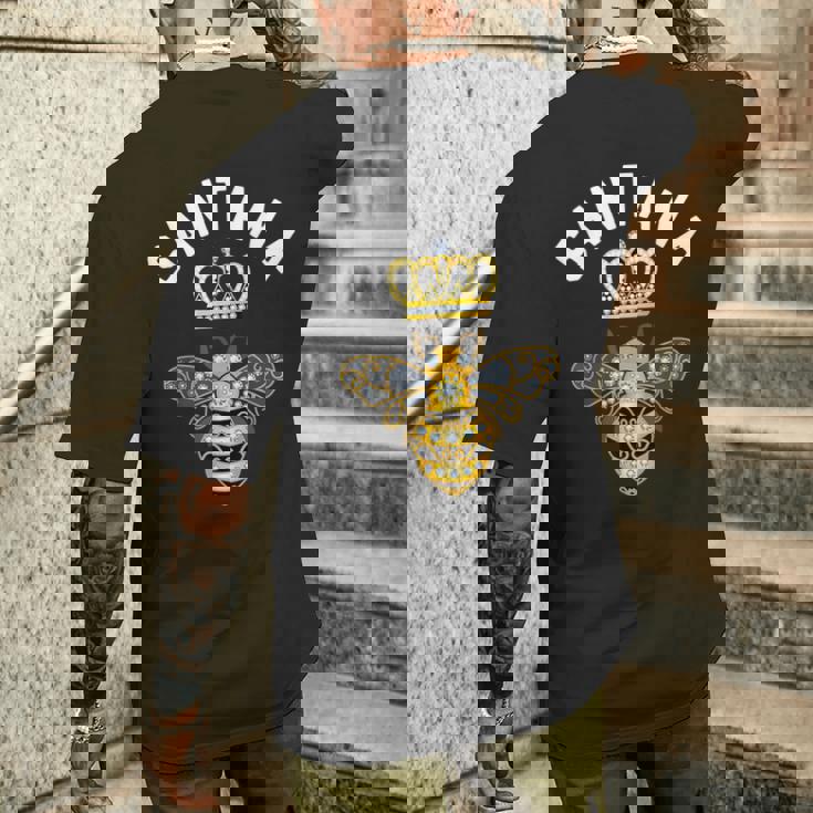 サンタナ 名前 サンタナ 誕生日プレゼント 女王 王冠 蜂 サンタナ メンズTシャツ バックプリント 彼への贈り物