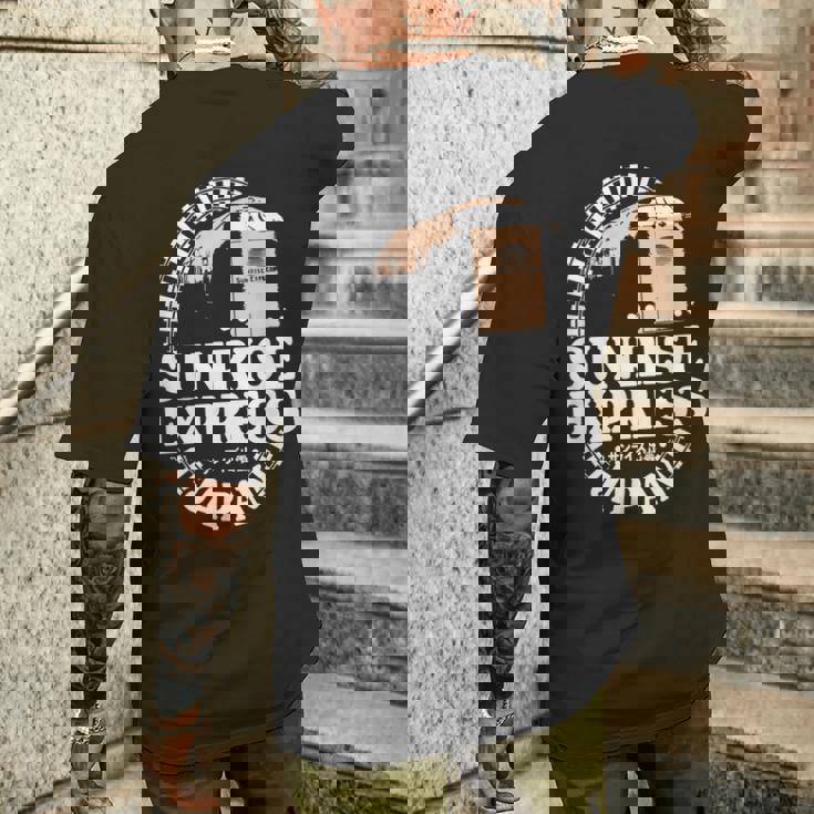 サンライズ エクスプレス トレイン 日本 東京 出雲 サンライズ 出雲 電車 メンズTシャツ バックプリント 彼への贈り物