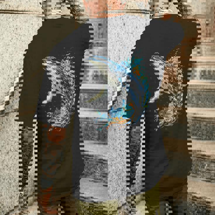 ザトウクジラ 動物 グラフィック イラスト ザトウクジラ メンズTシャツ バックプリント 彼への贈り物