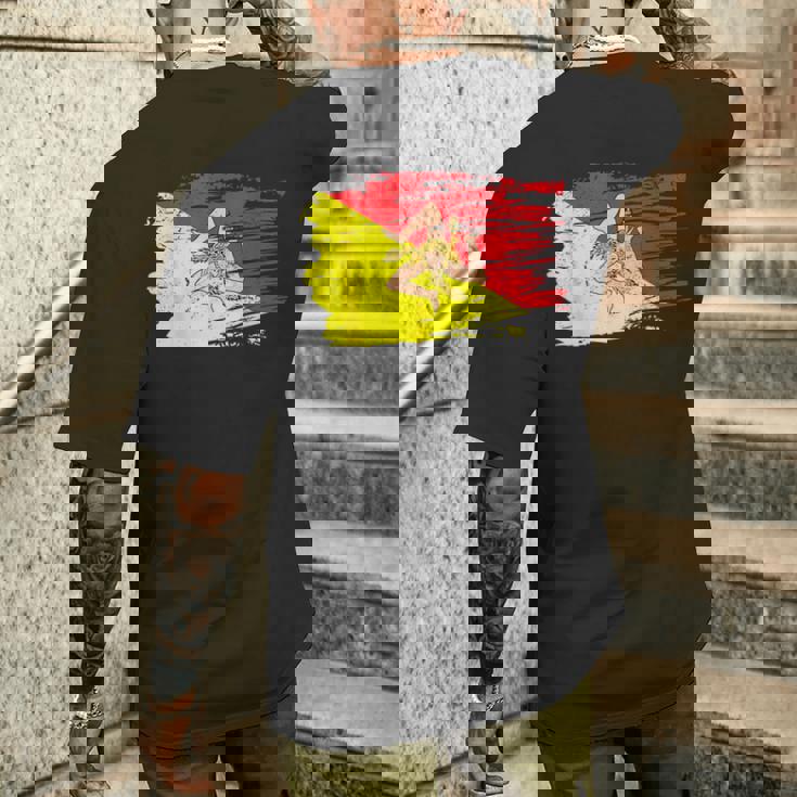 シチリア国旗 シチリア州パレルモ イタリア メンズTシャツ バックプリント 彼への贈り物