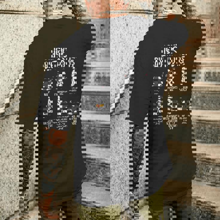 シベリアン・ハスキー毎日のやることリスト犬 メンズTシャツ バックプリント 彼への贈り物