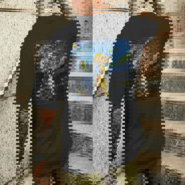 シュルレアリスム 星月夜 イングリッシュコッカースパニエル犬 メンズTシャツ バックプリント 彼への贈り物