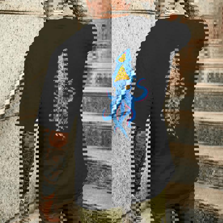 シュールリアルブルーイカ メンズTシャツ バックプリント 彼への贈り物