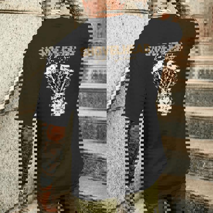 ショベルヘッド チョッパー ボバー オートバイ バイカー オールドスクール Hd メンズTシャツ バックプリント 彼への贈り物