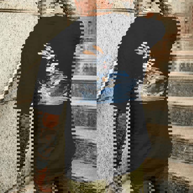 ジェットスキー ジェットスキー ウサギ イースターバニー サングラス メンズTシャツ バックプリント 彼への贈り物