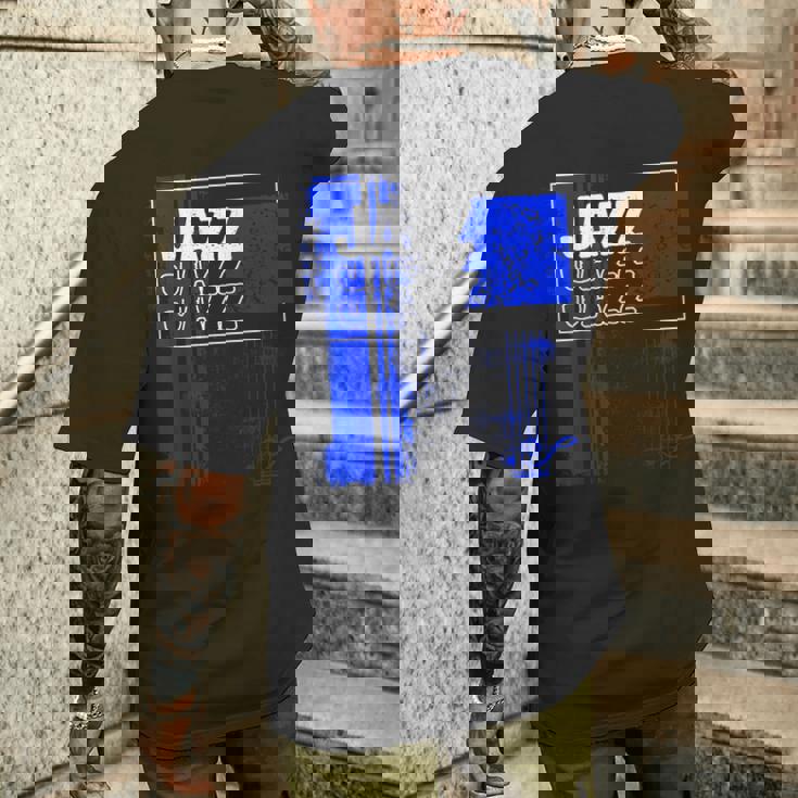 ジャズミュージシャンブルーシート ミュージックブルーノート メンズTシャツ バックプリント 彼への贈り物