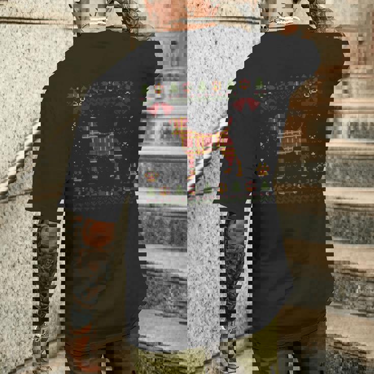 ジャックラッセルテリア レッド 格子柄 犬 アグリークリスマスセーター メンズTシャツ バックプリント 彼への贈り物