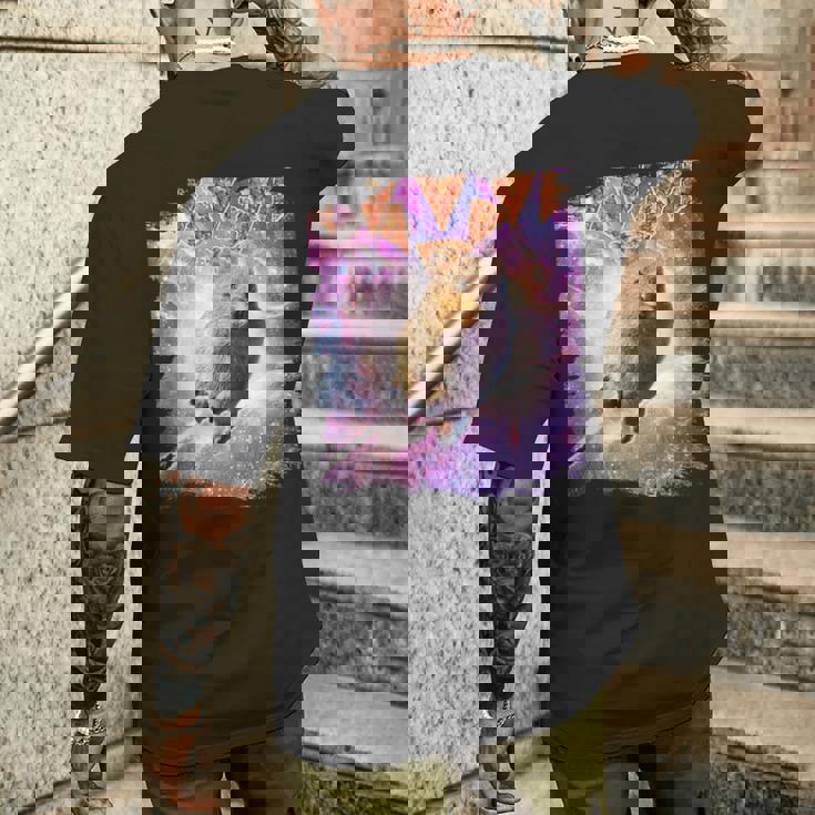 スペースギャラクシーquokka ワラビー ピザ付き メンズTシャツ バックプリント 彼への贈り物