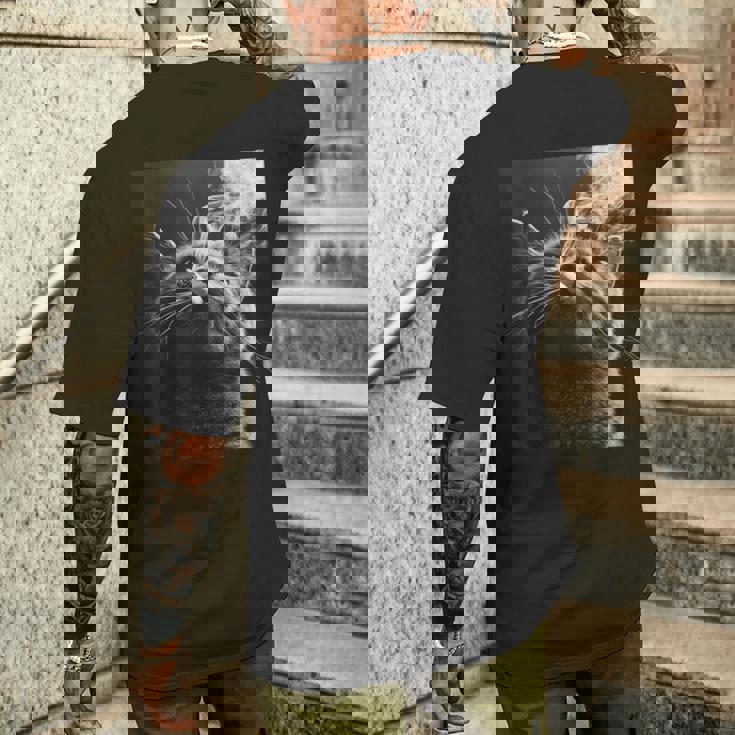 スモーキング 猫 ミーム 大人 ユーモア ノベルティ グラフィック メンズTシャツ バックプリント 彼への贈り物