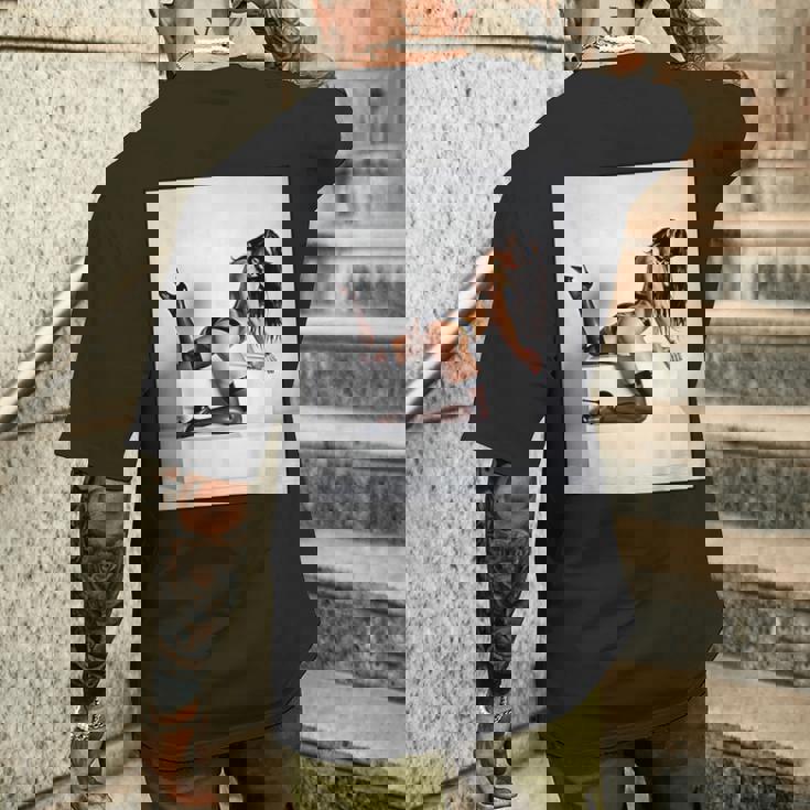 セクシーガールグラフィックtシャツ マスクのセクシーなファッションモデル メンズTシャツ バックプリント 彼への贈り物