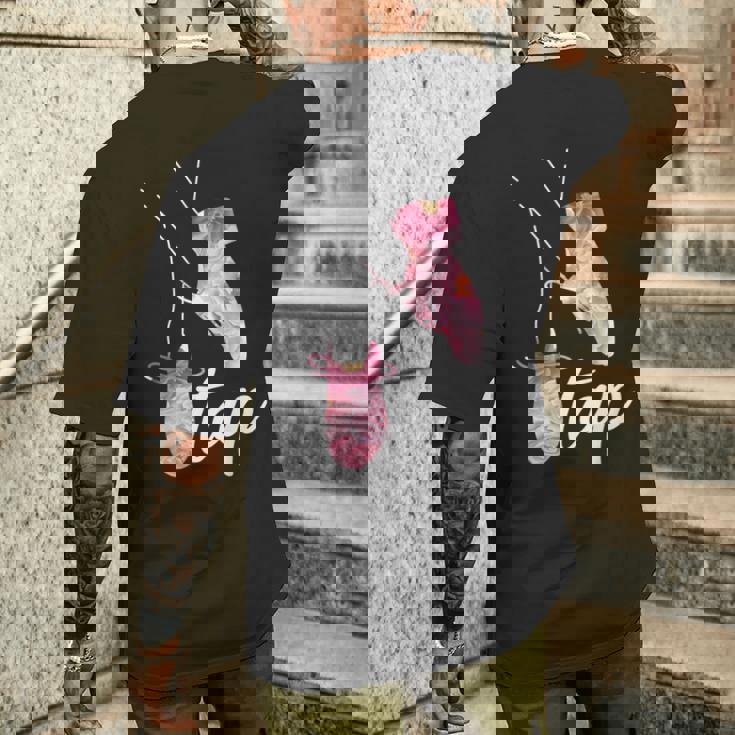 タップダンサー レトロフラワー タップダンサーデザイン タップダンス メンズTシャツ バックプリント 彼への贈り物