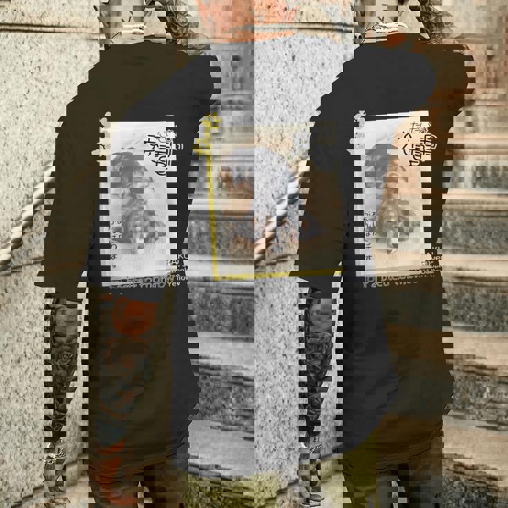 ダックス ミニチュアダックス シルバーダップル らく 充電中 明日がんばる 犬 メンズTシャツ バックプリント 彼への贈り物