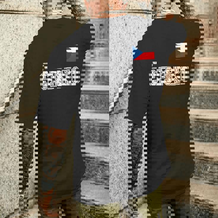 チェコ共和国 胸に Cesko 旗国旗 メンズTシャツ バックプリント 彼への贈り物