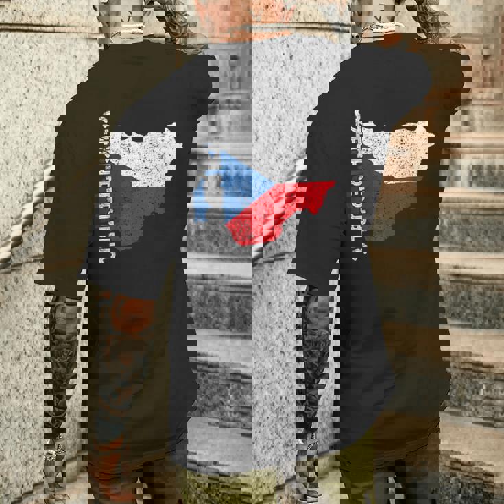 チェコ共和国 チェコ 国旗 チェコ ルーツ 地図 チェコ プライド メンズTシャツ バックプリント 彼への贈り物