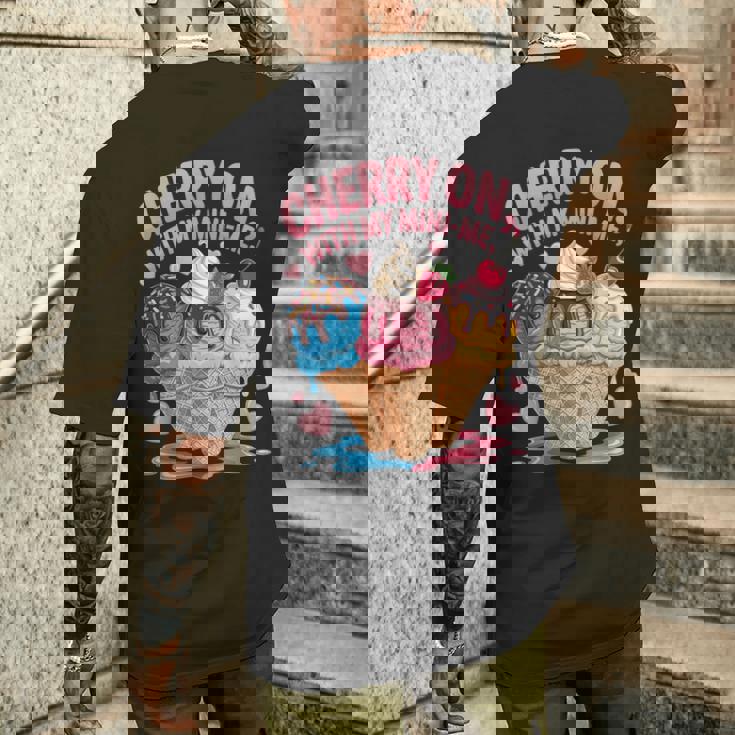 チェリー・オン・ウィズ・マイ・ミニ・ミー・アイスクリーム・ラブ メンズTシャツ バックプリント 彼への贈り物