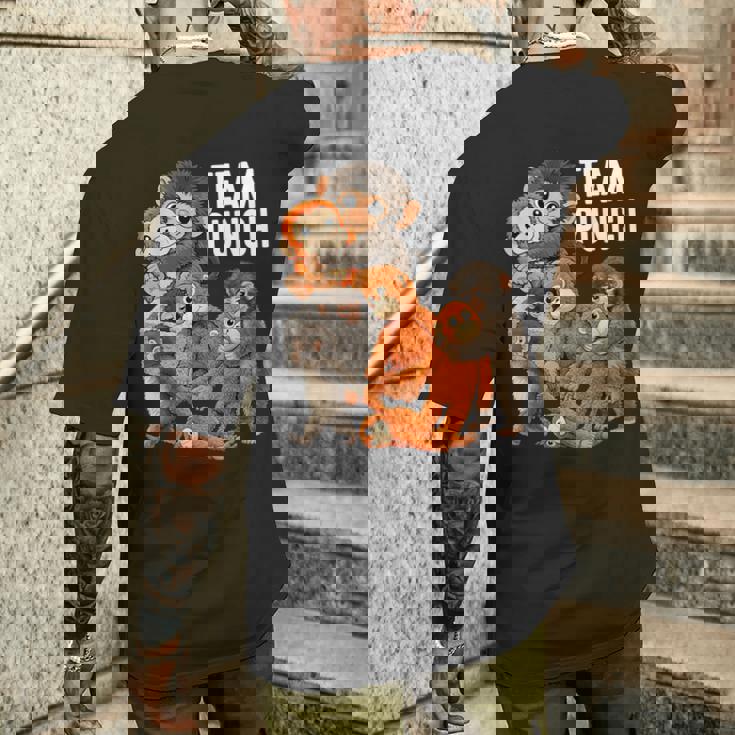 チームパンチ パンチくん 日本 赤ちゃん 猿 かわいい メンズTシャツ バックプリント 彼への贈り物