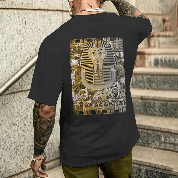ツタンカーメン 古代エジプト ファラオ ツタンカーメン王 アンク メンズTシャツ バックプリント 彼への贈り物