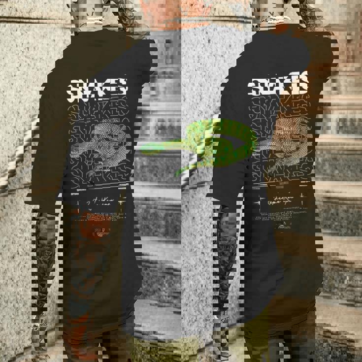 テンプルピットバイパースネークストリートウェア爬虫類キーパー 長袖tシャツ メンズTシャツ バックプリント 彼への贈り物