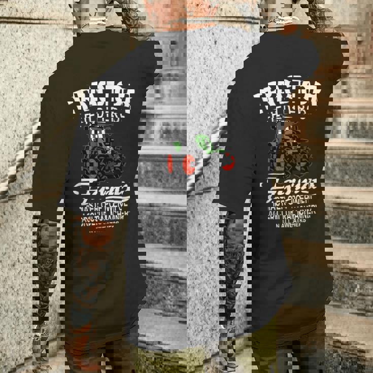 トラクター、トラクター、トラクター、農業 メンズTシャツ バックプリント 彼への贈り物