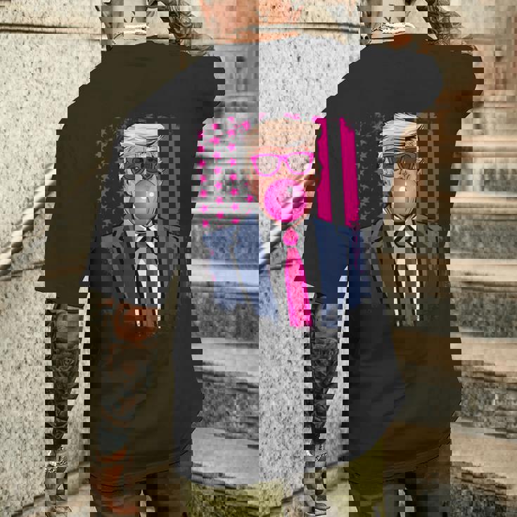 トランプ バブルガム アメリカ国旗 アメリカ トランプ メンズTシャツ バックプリント 彼への贈り物