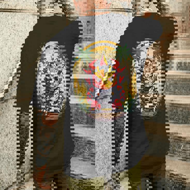 トリケラトプス恐竜ロボット トリケラトプスのマッチングデザイン メンズTシャツ バックプリント 彼への贈り物