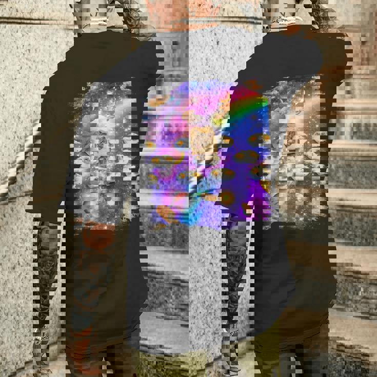 トーストスペース 猫 パンローフキャット レインボーギャラクシー メンズTシャツ バックプリント 彼への贈り物