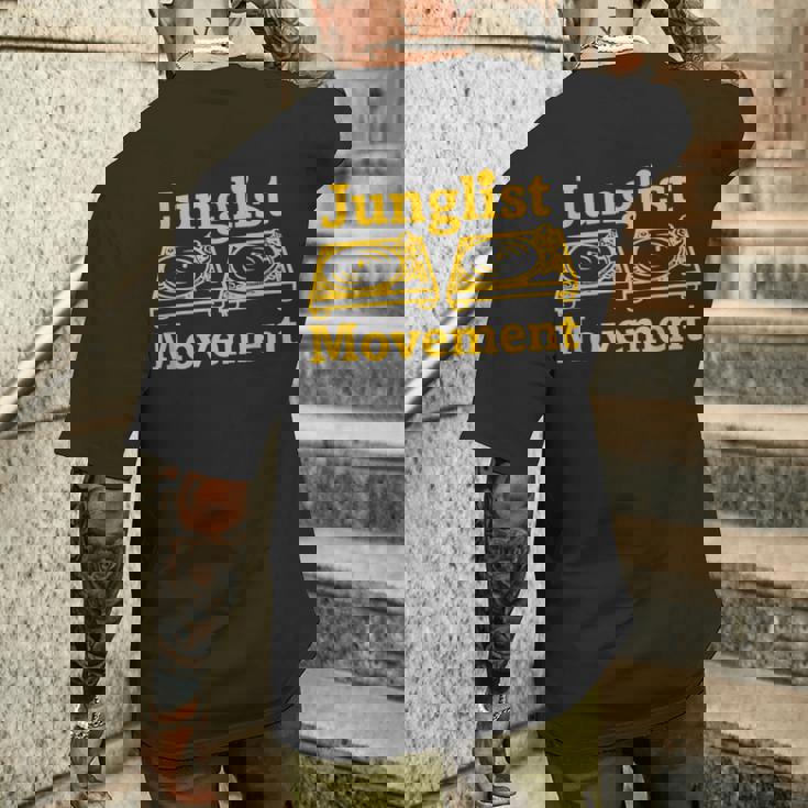 ドラムンベース レイバー ジャンクリスト ムーブメント Dj ターンテーブル アート デザイン メンズTシャツ バックプリント 彼への贈り物