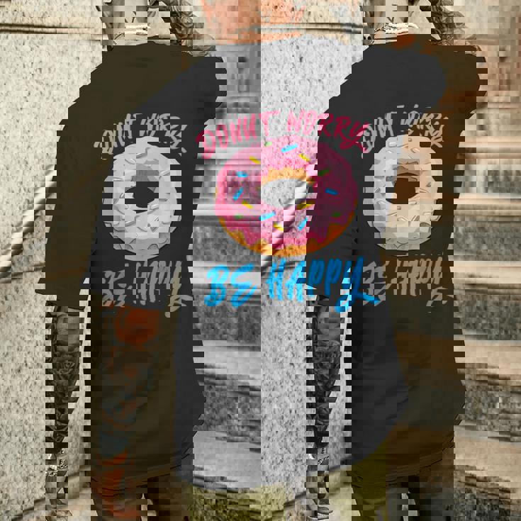 ドーナツ 悩み幸せになる 生地 デザート 幸福 スナック ドーナツ メンズTシャツ バックプリント 彼への贈り物