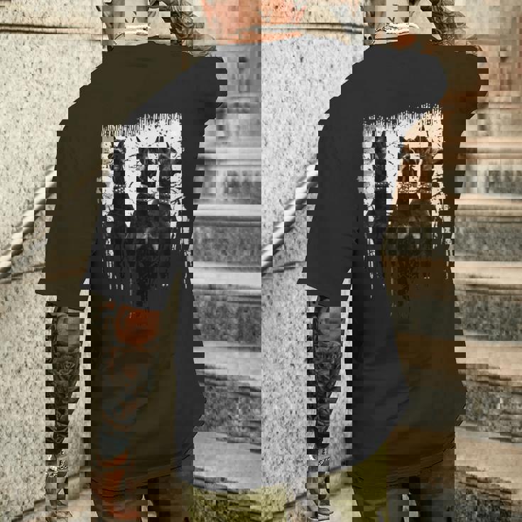 ドーベルマン・ピンシャー 黒と白の犬の恋人 メンズTシャツ バックプリント 彼への贈り物