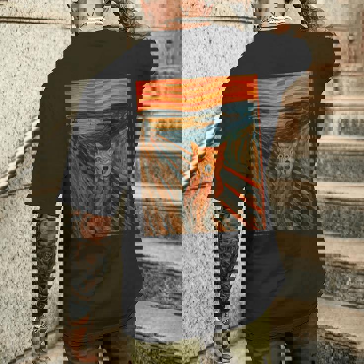 ニャンコの叫び 面白い 猫 ムンクの叫び パロディ おもしろ 服 おもしろグッズ ネタ 長袖tシャツ メンズTシャツ バックプリント 彼への贈り物