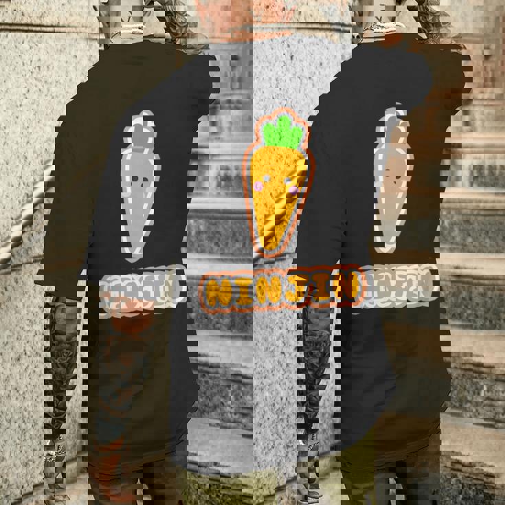 ニンジン 人参 Ninjin『Oyasai お野菜』ゆるくて かわいい キャラクター 面白い メンズTシャツ バックプリント 彼への贈り物