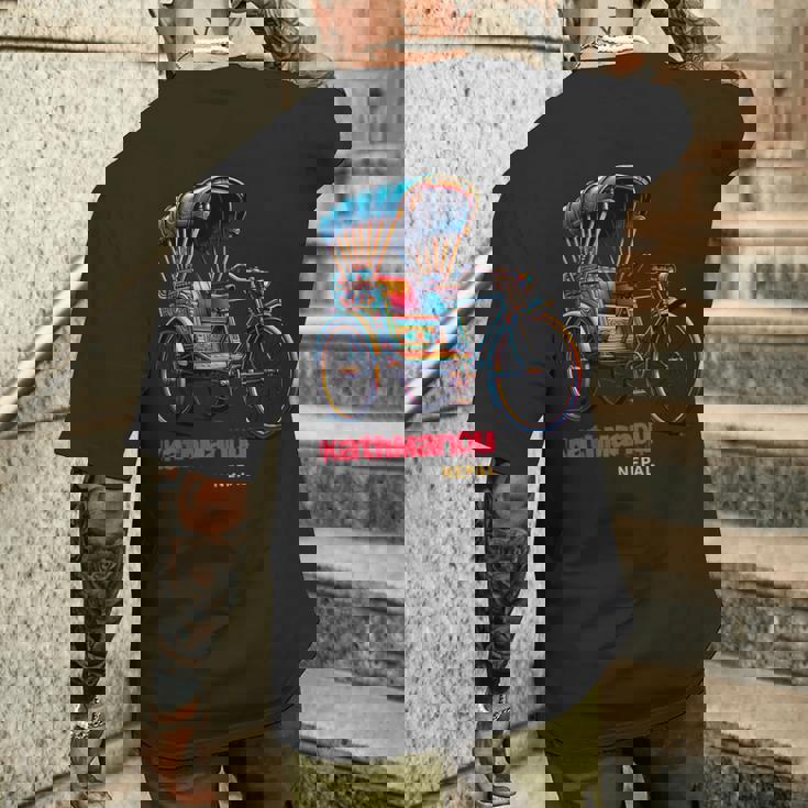 ネパール 自転車 リッチショウ お土産 ネパール カトマンズ メンズTシャツ バックプリント 彼への贈り物