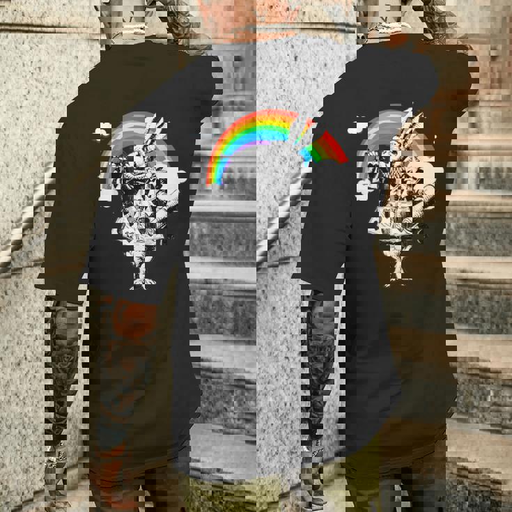 ハロウィーン 白いウサギ 不思議の国のアリス メンズTシャツ バックプリント 彼への贈り物