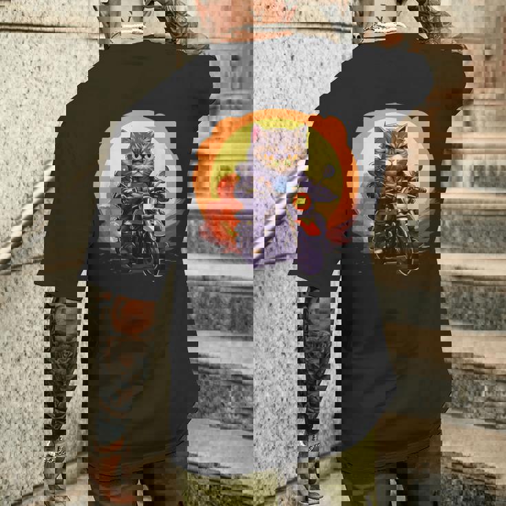 バイカー エキゾチック ショートヘア 猫 乗馬 オートバイ メンズTシャツ バックプリント 彼への贈り物