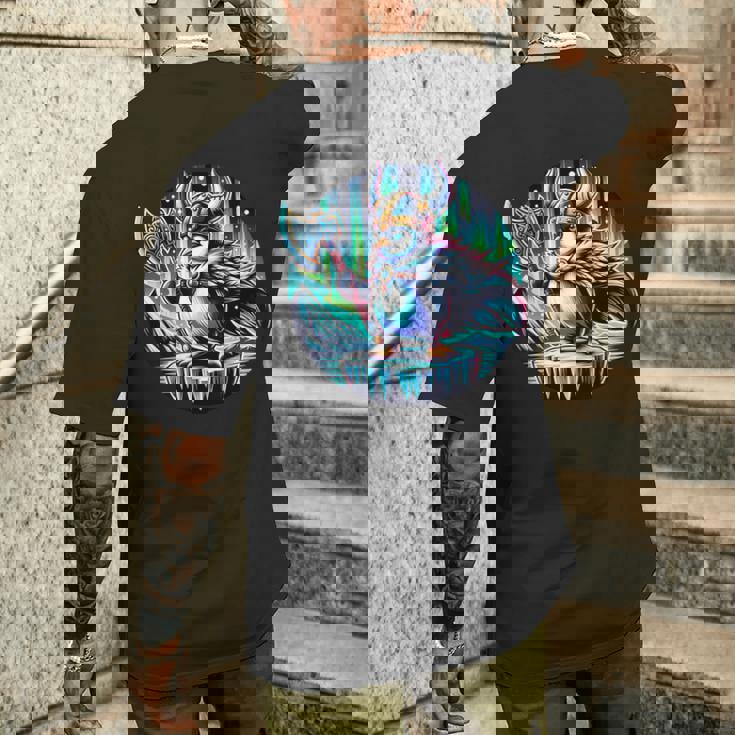 バイキング ペンギン ヘルメット 斧 ポーラーライト メンズTシャツ バックプリント 彼への贈り物