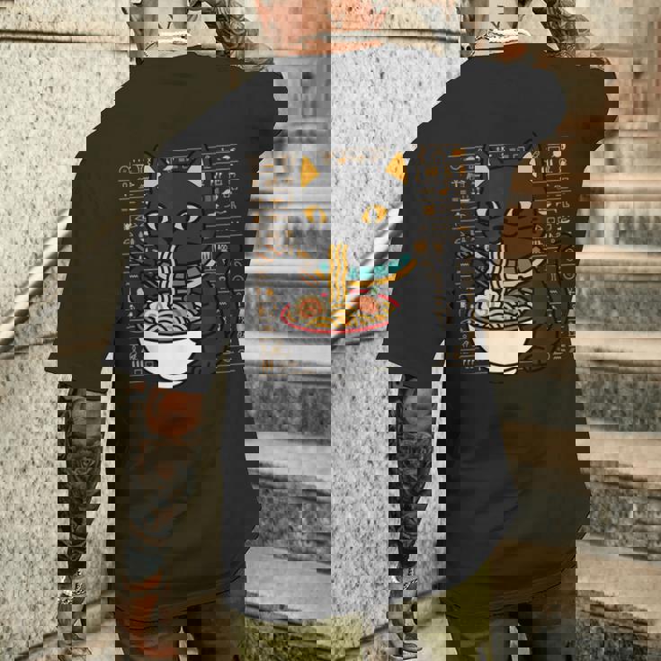 バストキャット ラーメン エジプト エジプト神話 女神バステット メンズTシャツ バックプリント 彼への贈り物