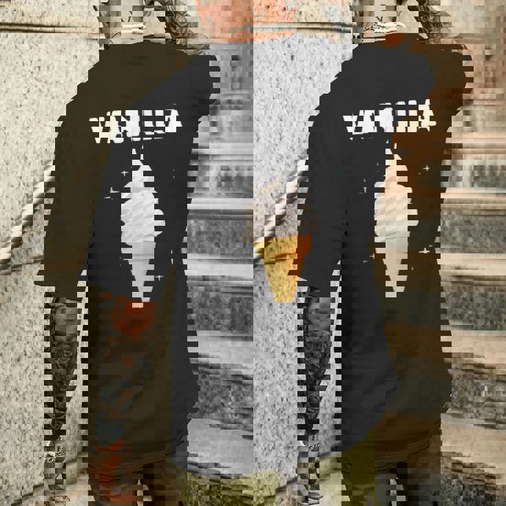 バニラ アイスクリーム コーン ジェラート スイートデザート 冷凍食品 メンズTシャツ バックプリント 彼への贈り物