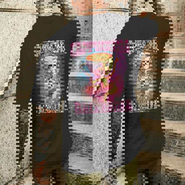 バレリーナ カプチーナ Ai ジェネラーレ カラッテレ イタリアーノ ブレイン ロート メンズTシャツ バックプリント 彼への贈り物