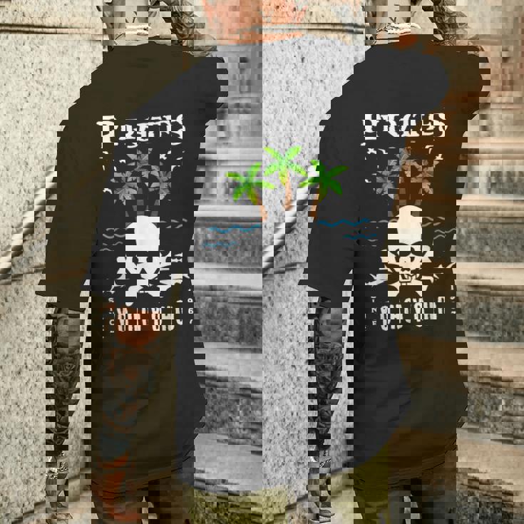 パイレーツ、カリビアン、ヨー・ホー・ヨー・ホ、スカル、テーマパーク、ライド メンズTシャツ バックプリント 彼への贈り物