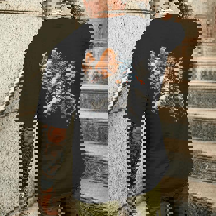 パピヨン 犬 モチーフ ペット イラスト パピヨン メンズTシャツ バックプリント 彼への贈り物