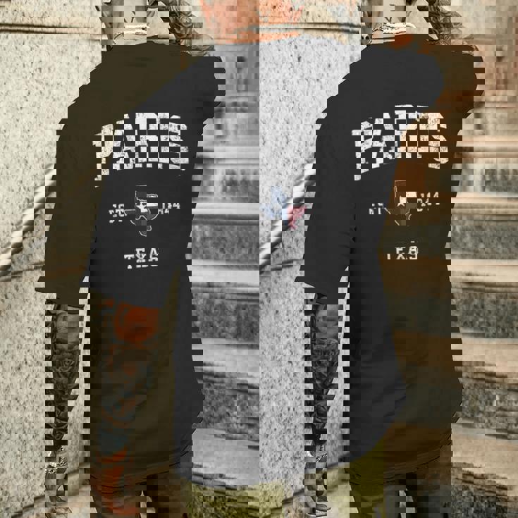 パリテキサスtx ビンテージ州旗スポーツデザイン メンズTシャツ バックプリント 彼への贈り物