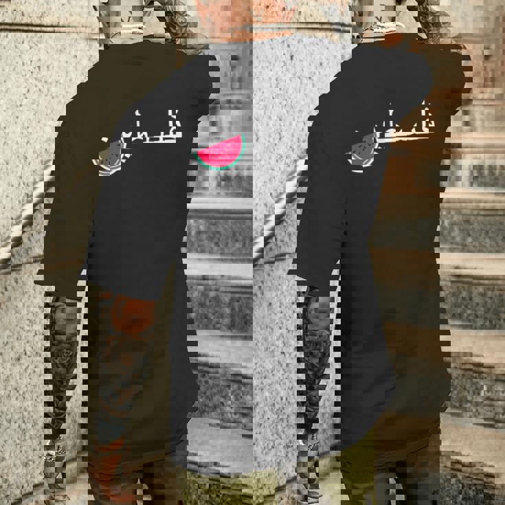 パレスチナ スイカ パレスチナ 愛国的 アラビア パレスチナ メンズTシャツ バックプリント 彼への贈り物