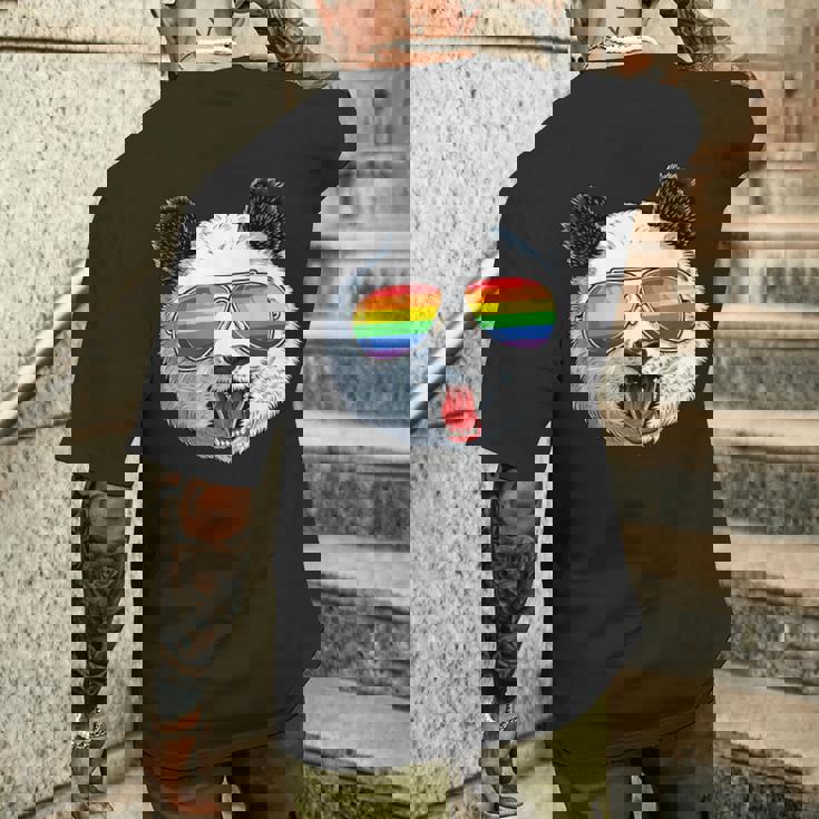 パンダ ゲイプライド Lgbt レインボーフラッグ サングラス Lgbtqギフト メンズTシャツ バックプリント 彼への贈り物