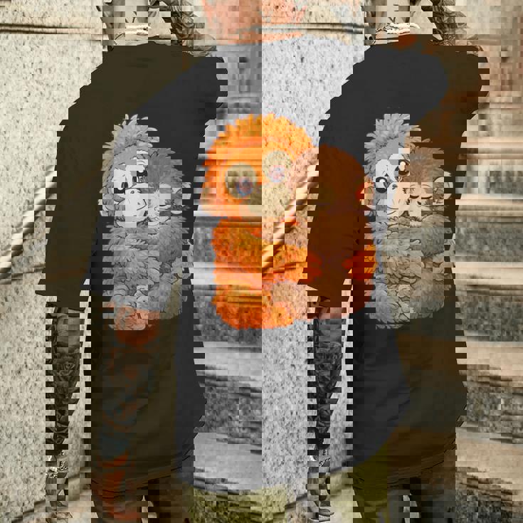 パンチくんとぬいぐるみ パンチザモンキー ニホンザル メンズTシャツ バックプリント 彼への贈り物