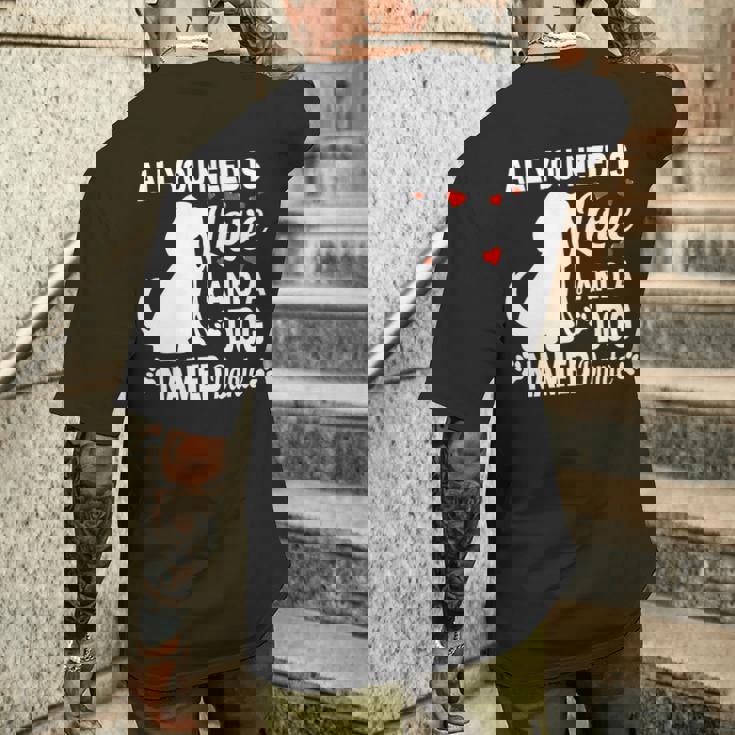 パーソナライズドドッグネームダンテかわいい犬ペット愛好家 長袖tシャツ メンズTシャツ バックプリント 彼への贈り物