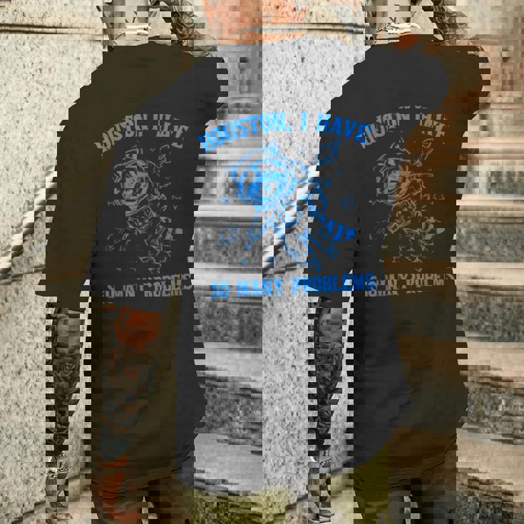 ヒューストン I Haveo Many Problems アライグマ宇宙飛行士 メンズTシャツ バックプリント 彼への贈り物