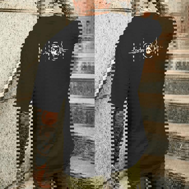 ビリヤード ハートビート 8ボール ハートライン プール ビリヤードプレイヤー メンズTシャツ バックプリント 彼への贈り物