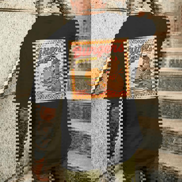 ビンテージ Burgers Biggest In Town ベア ハンバーガー ショップ メンズTシャツ バックプリント 彼への贈り物